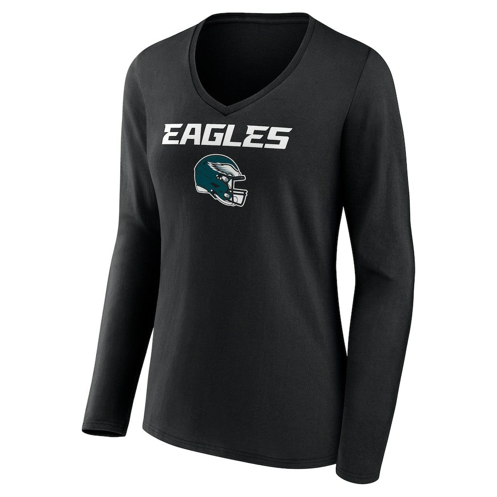 Philadelphia Eagles Saquon Barkley  Women's Name & Number Team Wordmark Long Sleeve V-Neck T-Shirt | NFL Outlet