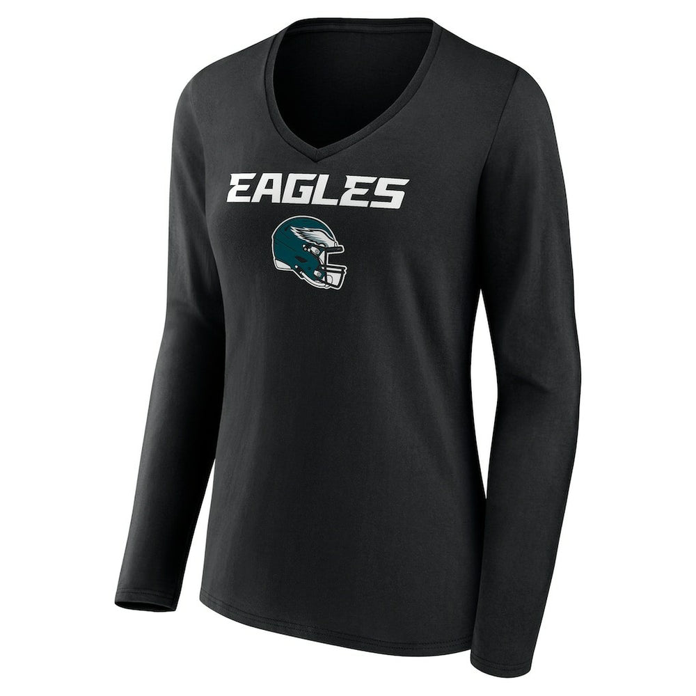 Philadelphia Eagles Saquon Barkley  Women's Name & Number Team Wordmark Long Sleeve V-Neck T-Shirt | NFL Outlet
