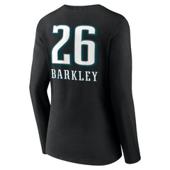 Philadelphia Eagles Saquon Barkley  Women's Name & Number Team Wordmark Long Sleeve V-Neck T-Shirt | NFL Outlet
