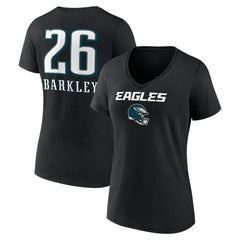 Philadelphia Eagles Saquon Barkley  Women's Name & Number Team Wordmark V-Neck T-Shirt | NFL Outlet
