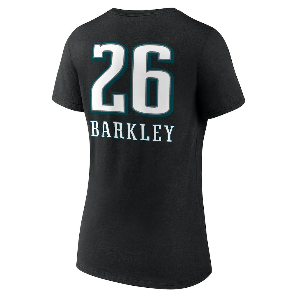 Philadelphia Eagles Saquon Barkley  Women's Name & Number Team Wordmark V-Neck T-Shirt | NFL Outlet