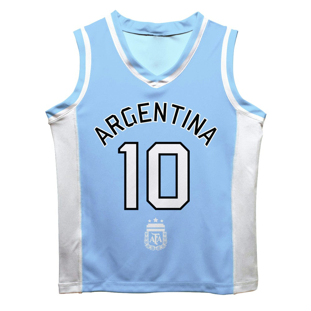 Lionel Messi Argentina National Team Vive La Fete  Mesh Basketball Jersey for sale - Light Blue