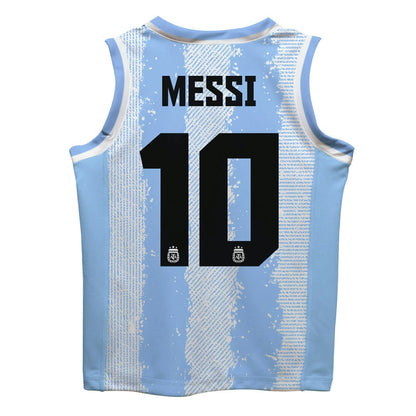 Lionel Messi Argentina National Team Vive La Fete  Mesh Basketball Jersey for sale - Light Blue