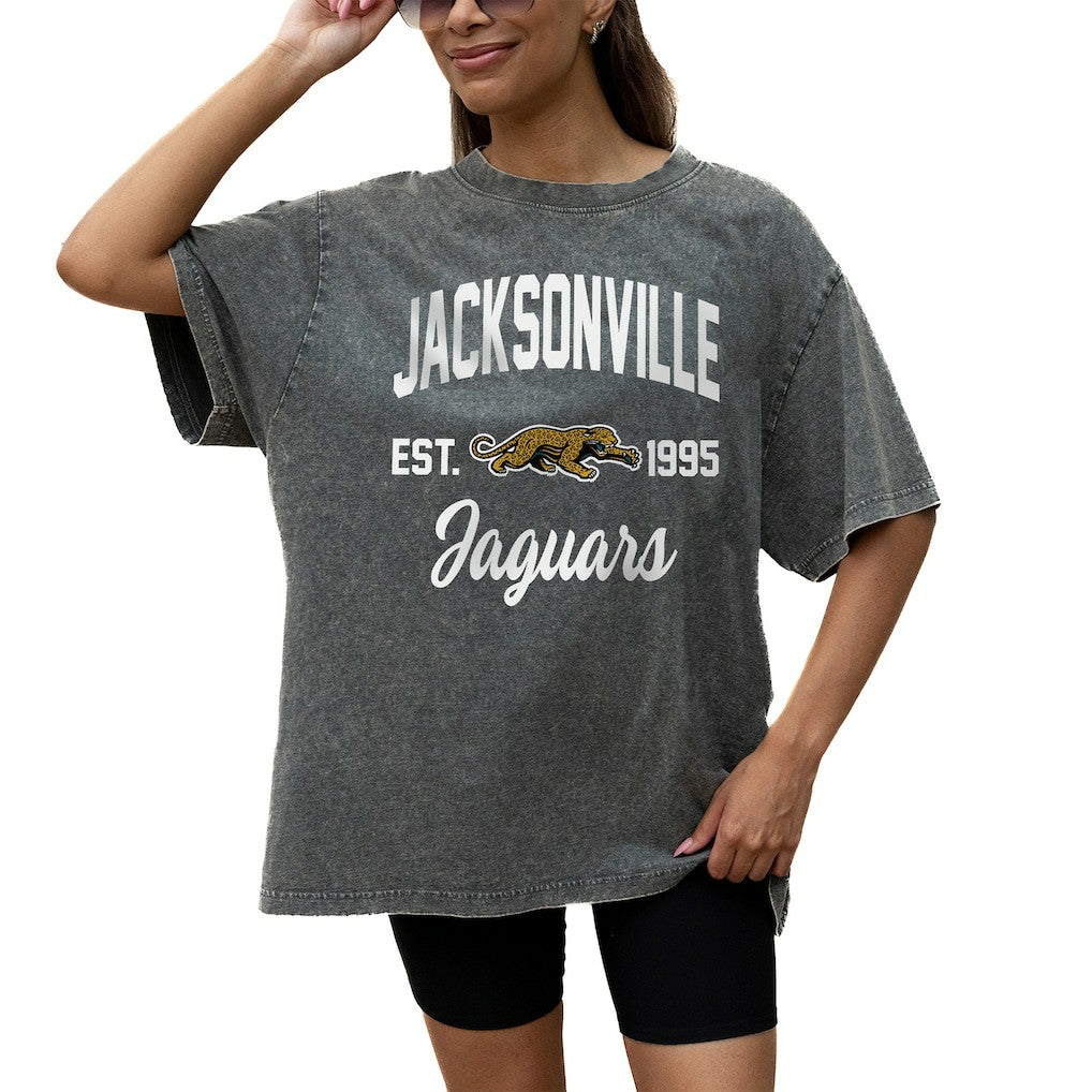 Jacksonville Jaguars Gameday Couture Women's Throwback Oversized Snow Wash T-Shirt | NFL New