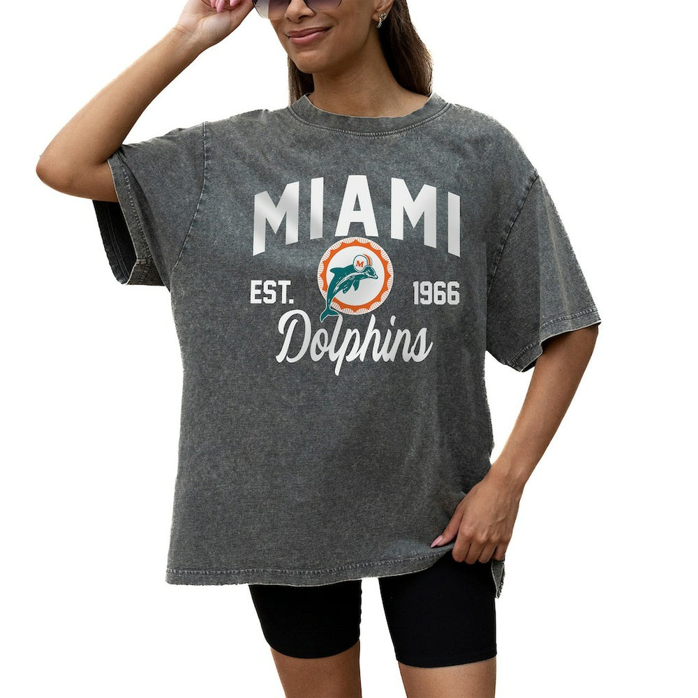 Miami Dolphins Gameday Couture Women's Throwback Oversized Snow Wash T-Shirt | NFL Hot