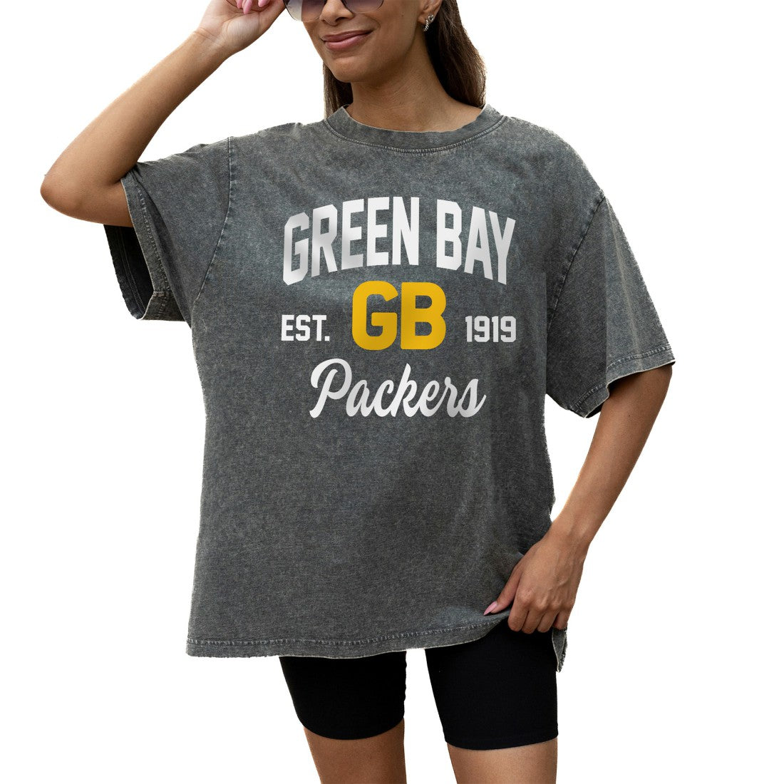Green Bay Packers Gameday Couture Women's Throwback Oversized Snow Wash T-Shirt | NFL US