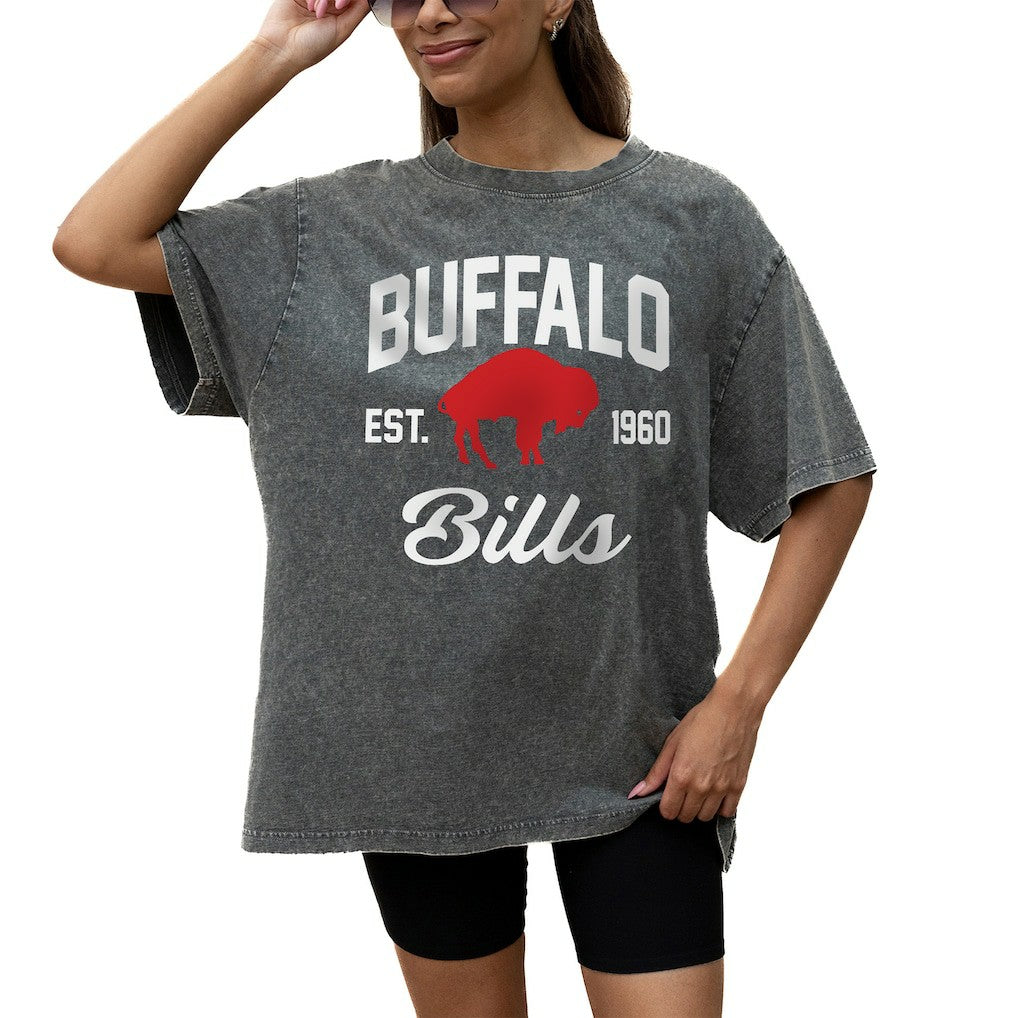Buffalo Bills Gameday Couture Women's Throwback Oversized Snow Wash T-Shirt | NFL Discount