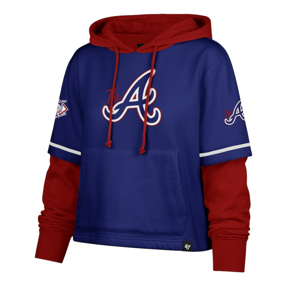 Atlanta Braves '47 Women's City Connect Shortstop Cropped Pullover Hoodie - MLB Hoodies