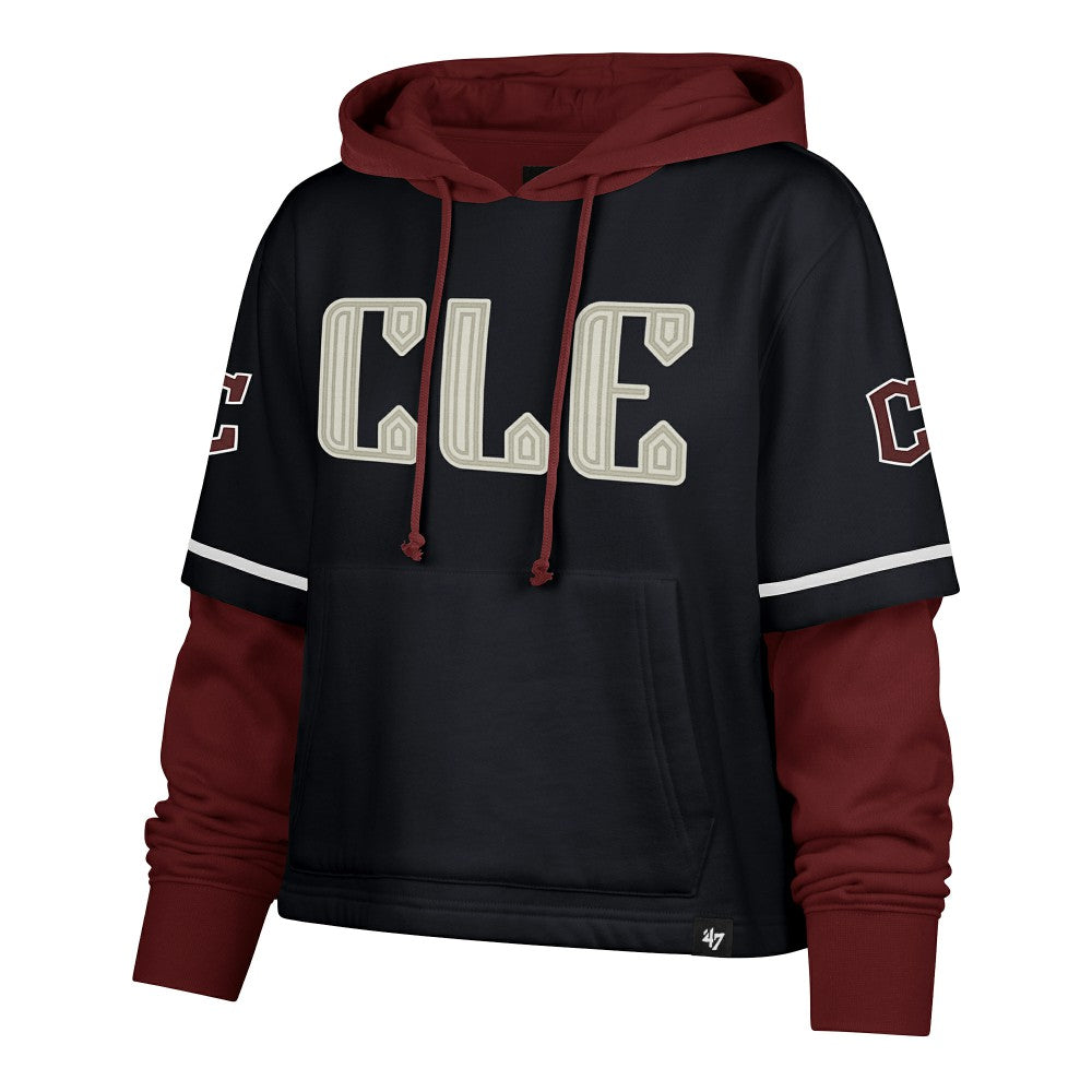 Cleveland Guardians '47 Women's City Connect Shortstop Cropped Pullover Hoodie - MLB Hoodies