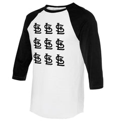St. Louis Cardinals Tiny Turnip Women's Logo Grid 3/4 Sleeve Raglan T-Shirt - MLB T-shirts