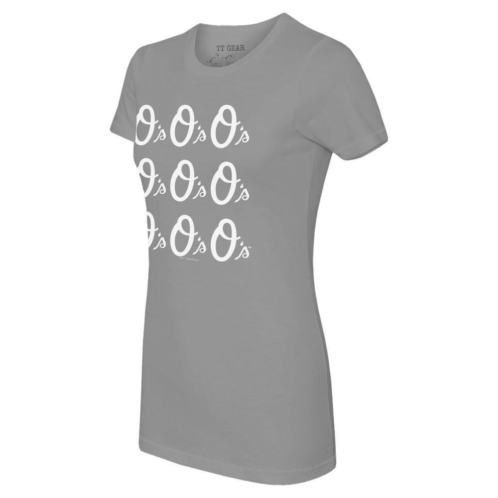 Baltimore Orioles Tiny Turnip Women's Logo Grid  T-Shirt - MLB T-shirts
