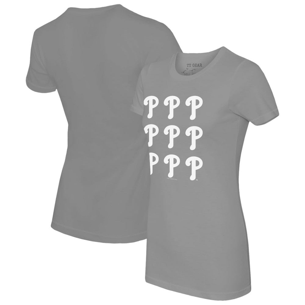 Philadelphia Phillies Tiny Turnip Women's Logo Grid  T-Shirt - MLB T-shirts