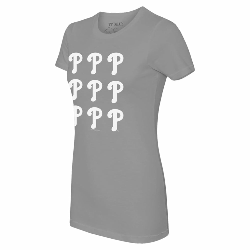 Philadelphia Phillies Tiny Turnip Women's Logo Grid  T-Shirt - MLB T-shirts