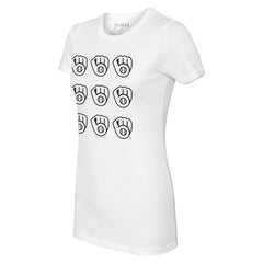 Milwaukee Brewers Tiny Turnip Women's Logo Grid T-Shirt - MLB T-shirts
