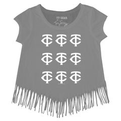 Minnesota Twins Tiny Turnip Girls Youth Logo Grid Fringe T-Shirt - MLB T-shirts