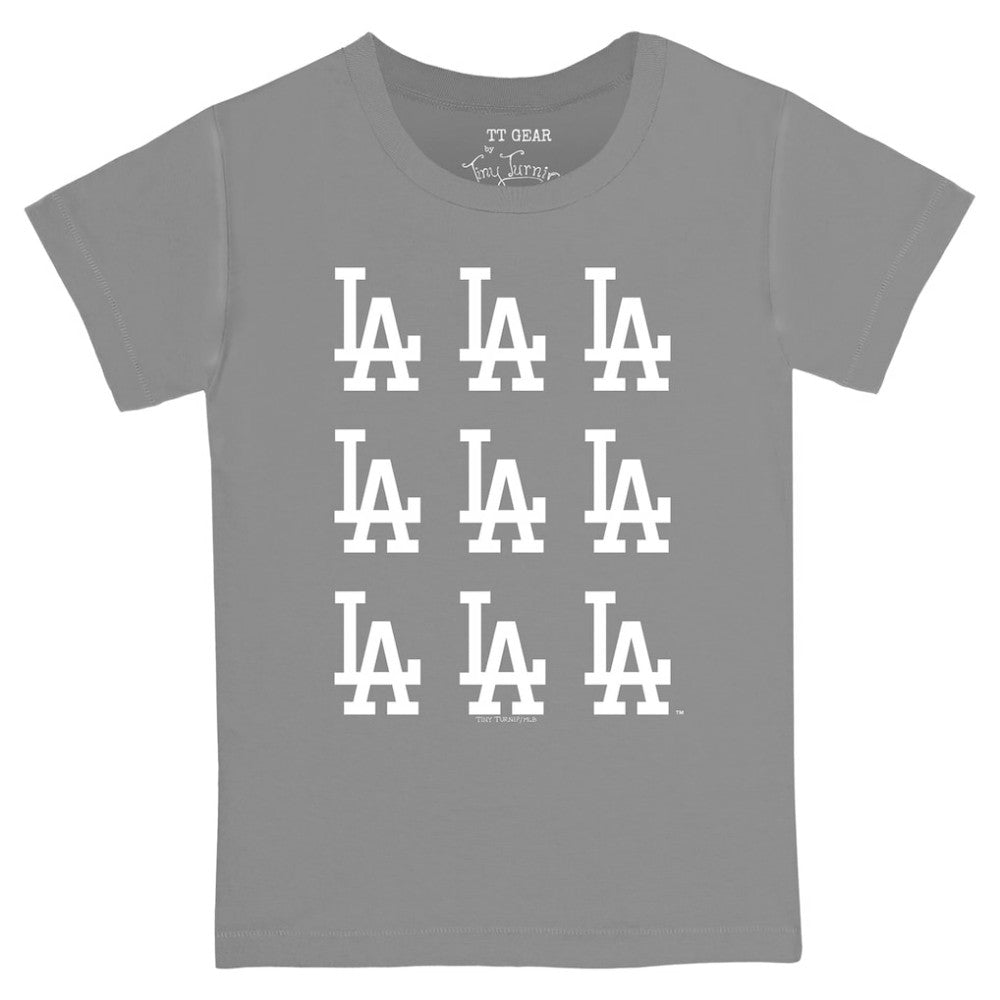Los Angeles Dodgers Tiny Turnip Youth Logo Grid  T-Shirt - MLB T-shirts