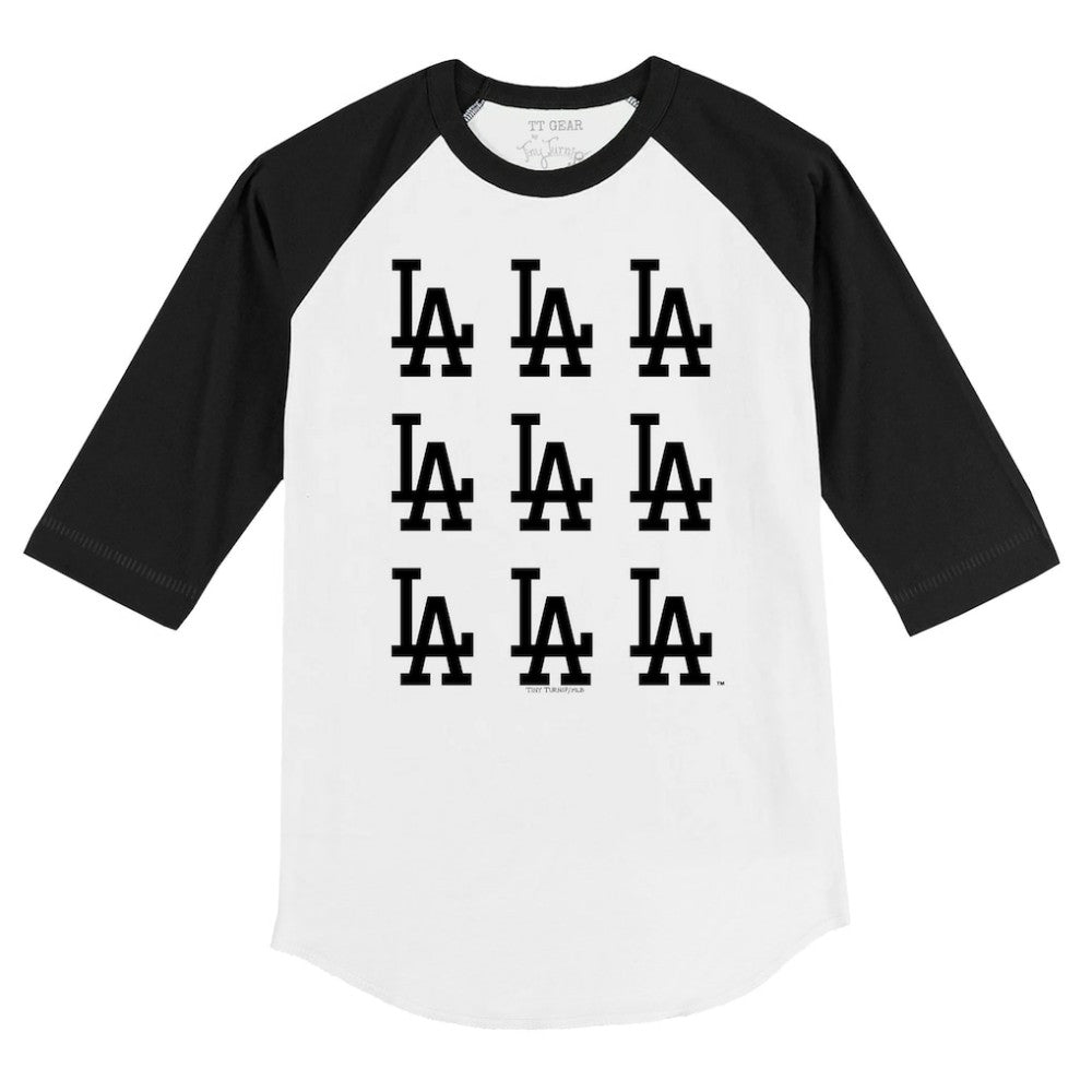 Los Angeles Dodgers Tiny Turnip Youth Logo Grid Raglan 3/4-Sleeve T-Shirt - MLB T-shirts