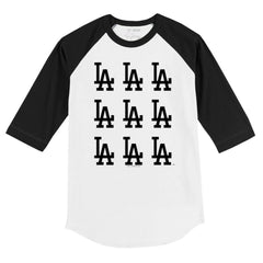 Los Angeles Dodgers Tiny Turnip Youth Logo Grid Raglan 3/4-Sleeve T-Shirt - MLB T-shirts