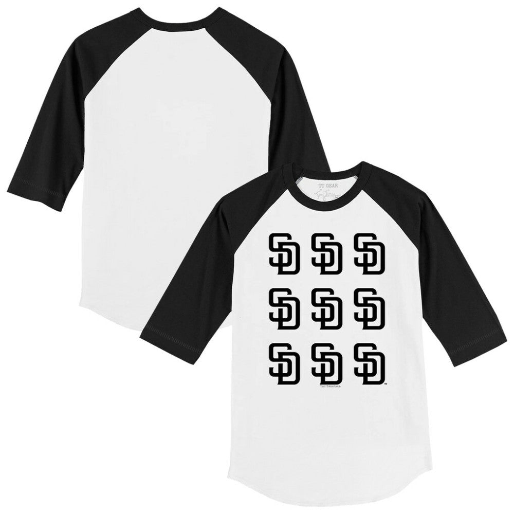 San Diego Padres Tiny Turnip Youth Logo Grid Raglan 3/4-Sleeve T-Shirt - MLB T-shirts
