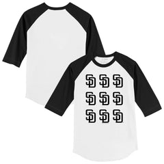 San Diego Padres Tiny Turnip Youth Logo Grid Raglan 3/4-Sleeve T-Shirt - MLB T-shirts