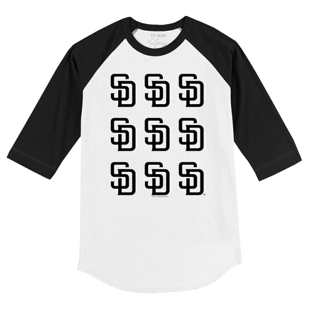 San Diego Padres Tiny Turnip Youth Logo Grid Raglan 3/4-Sleeve T-Shirt - MLB T-shirts