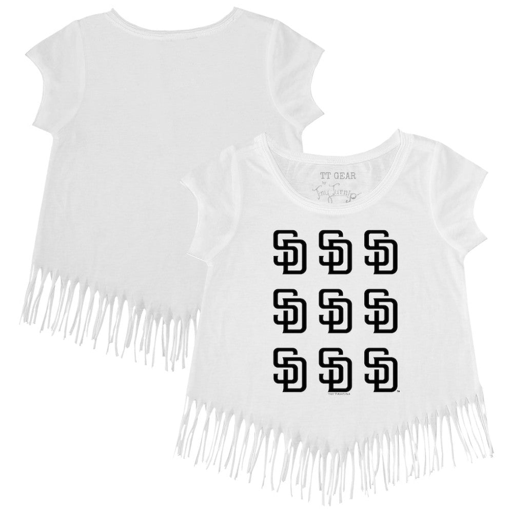 San Diego Padres Tiny Turnip Girls Youth Logo Grid Fringe T-Shirt - MLB T-shirts