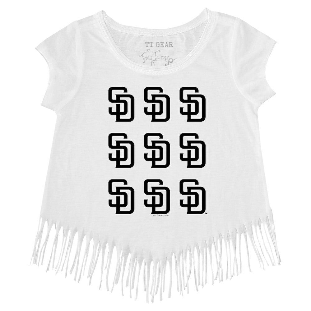 San Diego Padres Tiny Turnip Girls Youth Logo Grid Fringe T-Shirt - MLB T-shirts