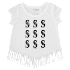 Seattle Mariners Tiny Turnip Girls Youth Logo Grid Fringe T-Shirt - MLB T-shirts