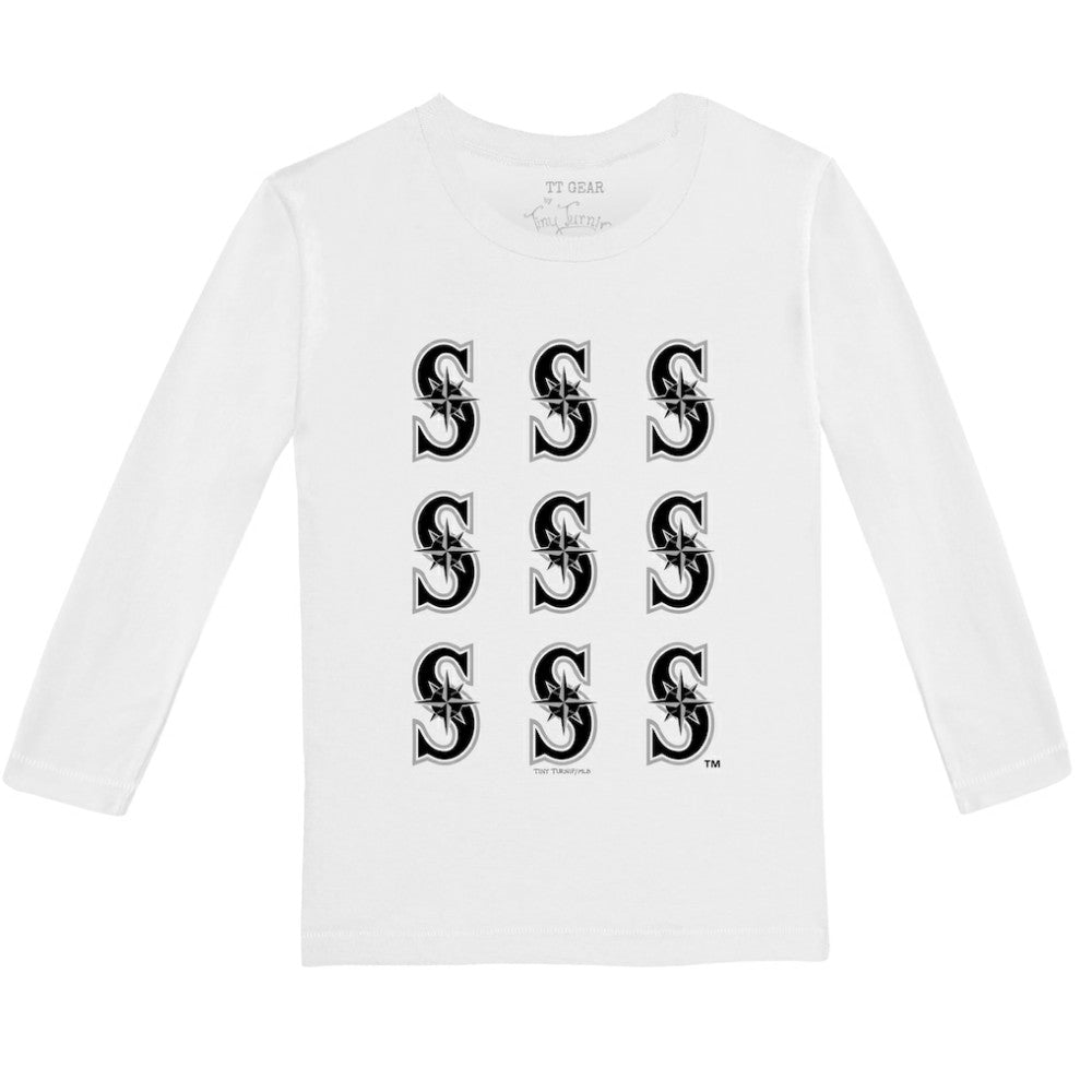 Seattle Mariners Tiny Turnip Youth Logo Grid Long Sleeve T-Shirt - MLB T-shirts