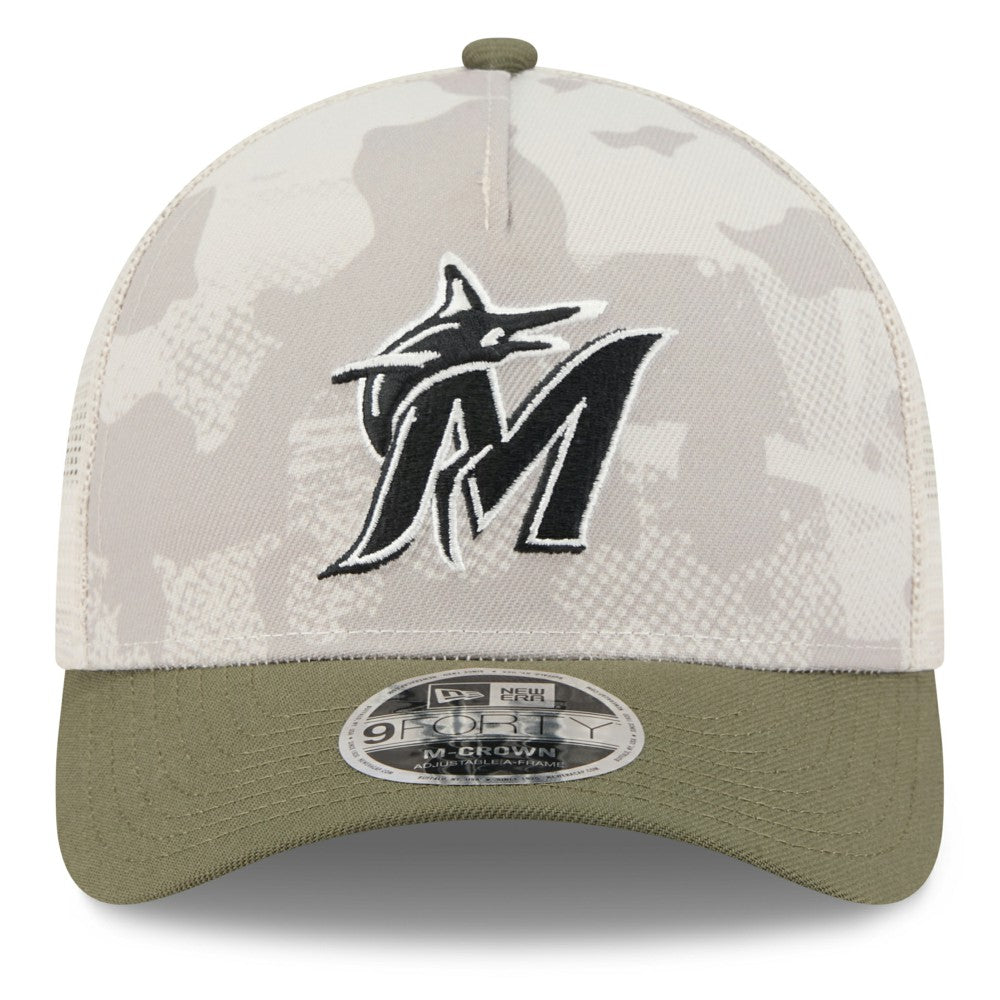 Miami Marlins New Era 2025 Armed Forces Day 9FORTY M-Crown A-Frame Adjustable Hat - MLB Hats
