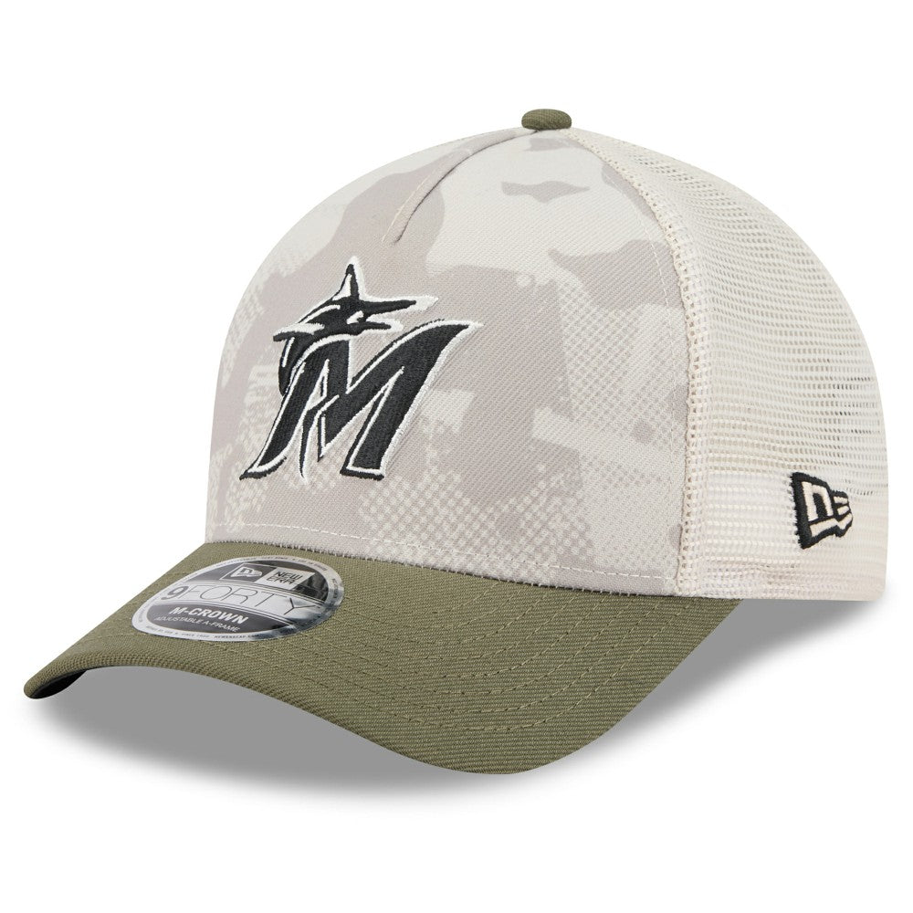 Miami Marlins New Era 2025 Armed Forces Day 9FORTY M-Crown A-Frame Adjustable Hat - MLB Hats