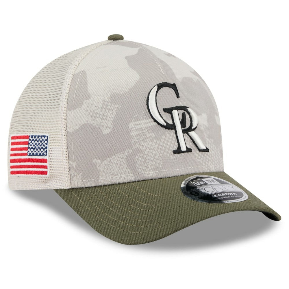 Colorado Rockies New Era 2025 Armed Forces Day 9FORTY M-Crown A-Frame Adjustable Hat - MLB Hats