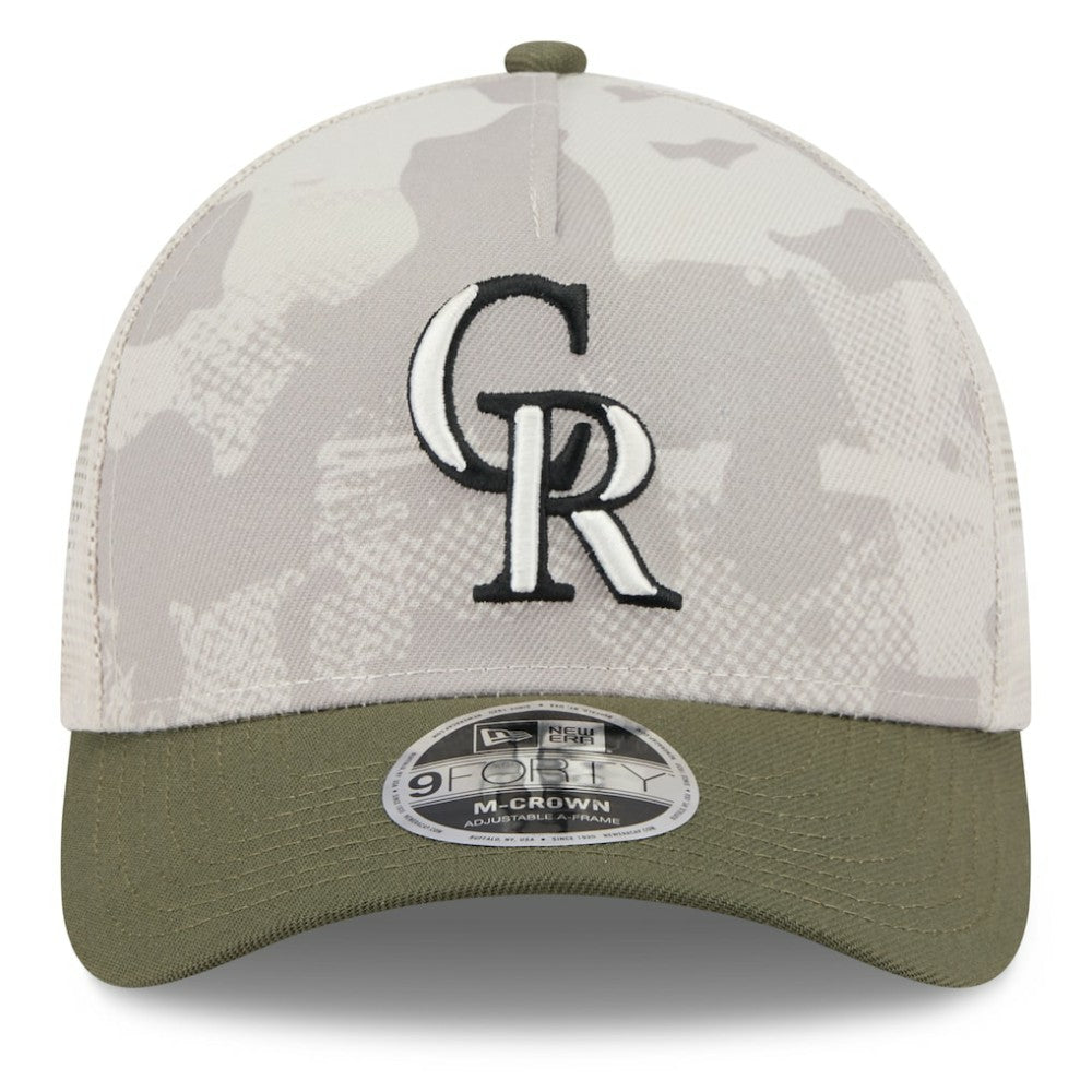 Colorado Rockies New Era 2025 Armed Forces Day 9FORTY M-Crown A-Frame Adjustable Hat - MLB Hats