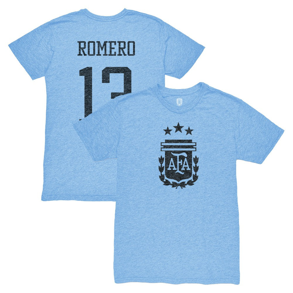 Cristian Romero Argentina National Team 1863FC Player Vintage Tri-Blend T-Shirt