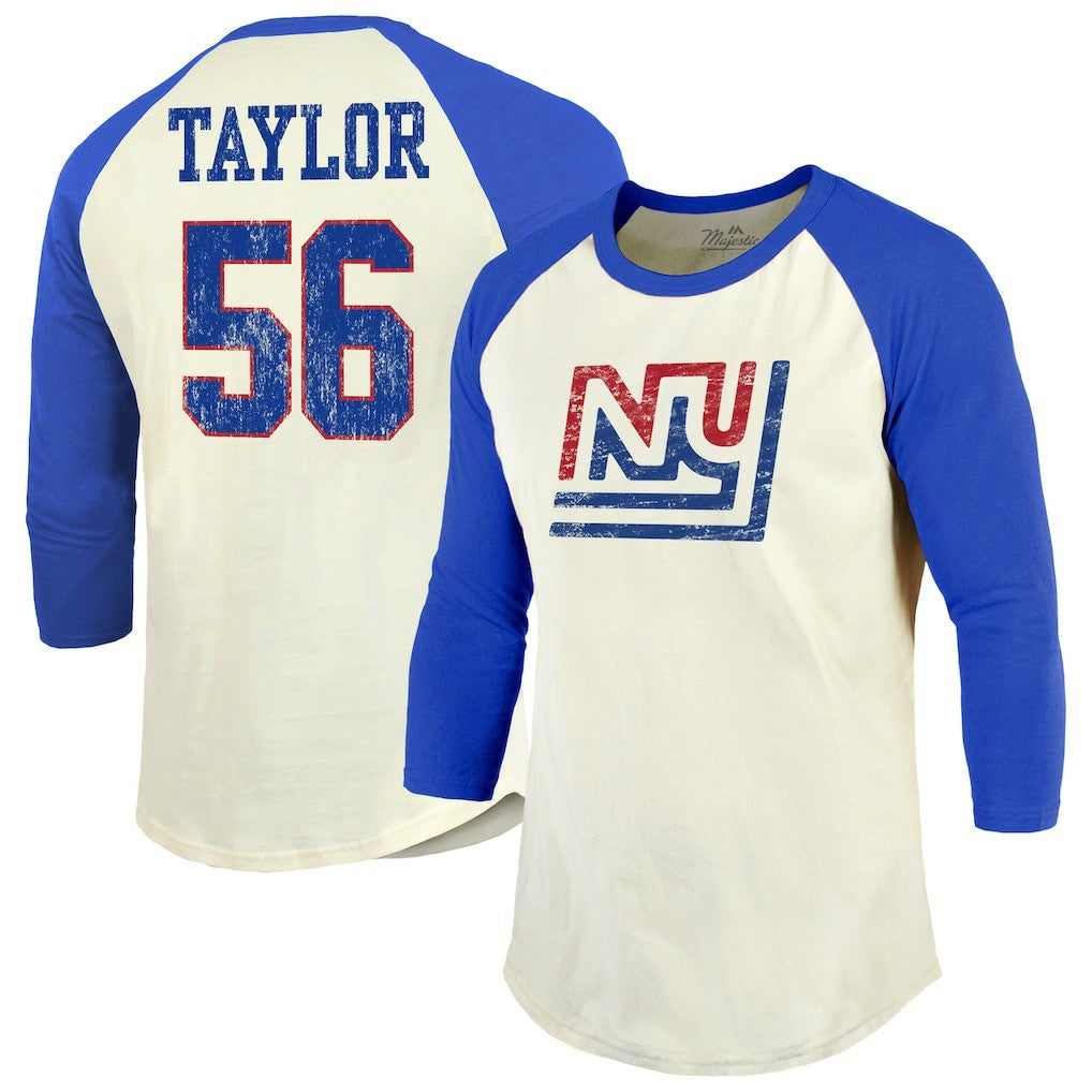 New York Giants Lawrence Taylor  Majestic Threads Retired Player Name & Number 3/4 Raglan Sleeve T-Shirt  | NFL Sale