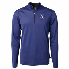 Kansas City Royals Cutter & Buck Big & Tall Virtue Eco Pique Micro Stripe Recycled Quarter-Zip Pullover Top - MLB Pullover