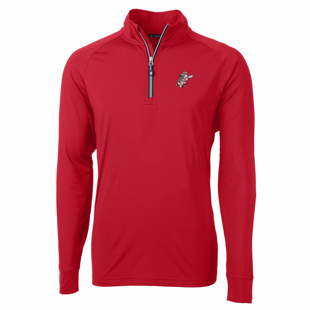 Cincinnati Reds Cutter & Buck Adapt Eco Knit Stretch Recycled Big & Tall Quarter-Zip Pullover Top - MLB Pullover