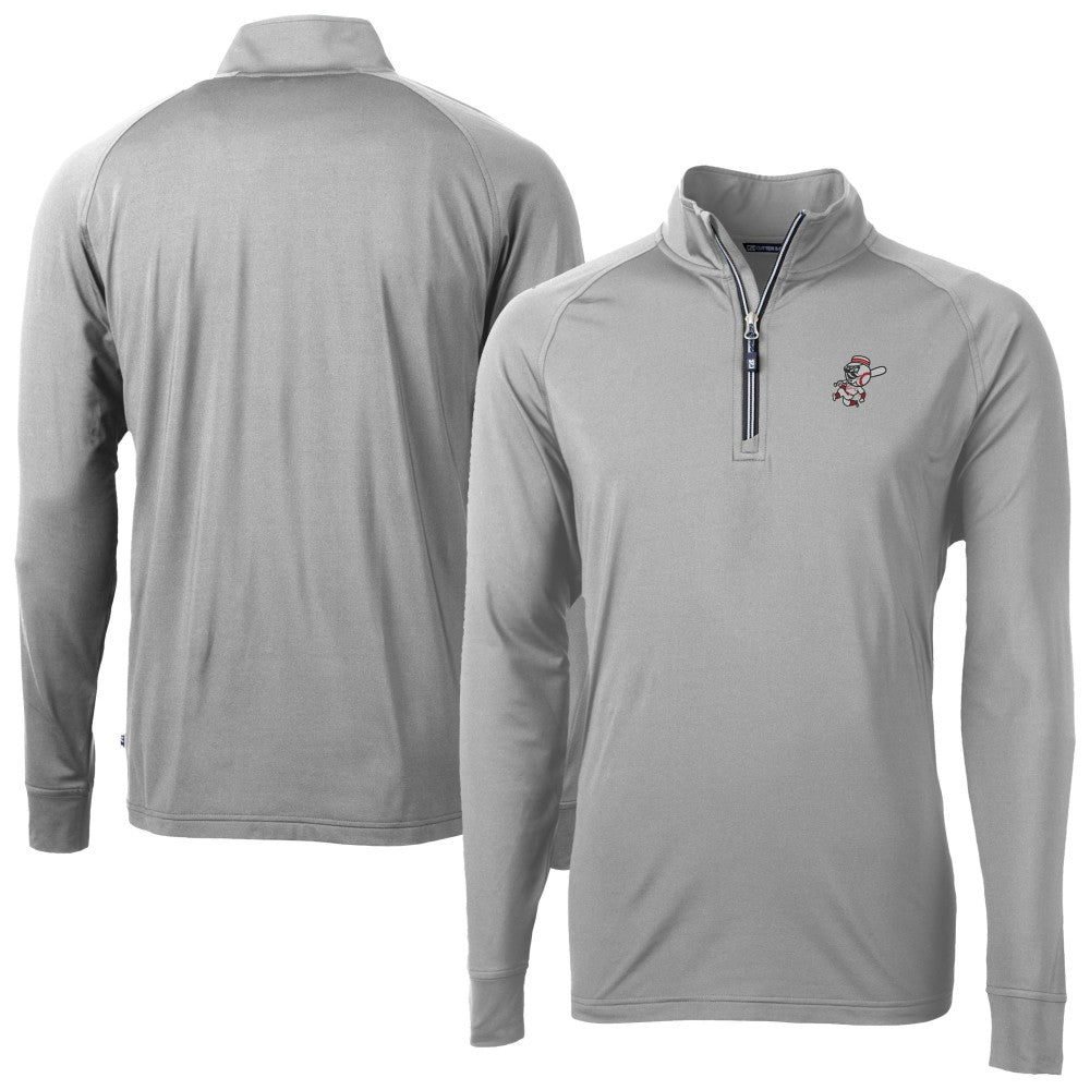Cincinnati Reds Cutter & Buck Adapt Eco Knit Stretch Recycled Big & Tall Quarter-Zip Pullover Top - MLB Pullover