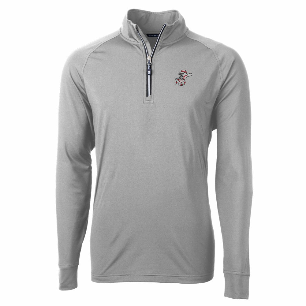 Cincinnati Reds Cutter & Buck Adapt Eco Knit Stretch Recycled Big & Tall Quarter-Zip Pullover Top - MLB Pullover