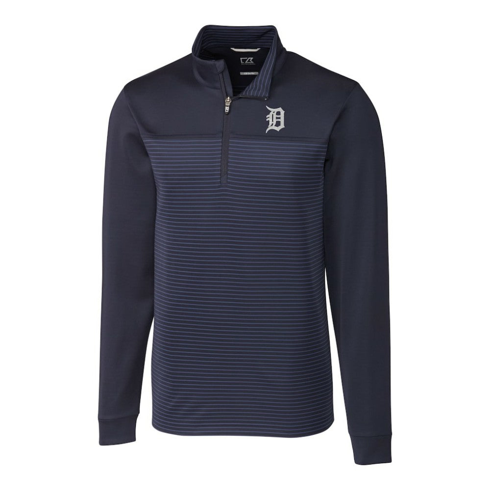 Detroit Tigers Cutter & Buck Big & Tall Traverse Stripe Stretch DryTec Quarter-Zip Top - MLB Tops