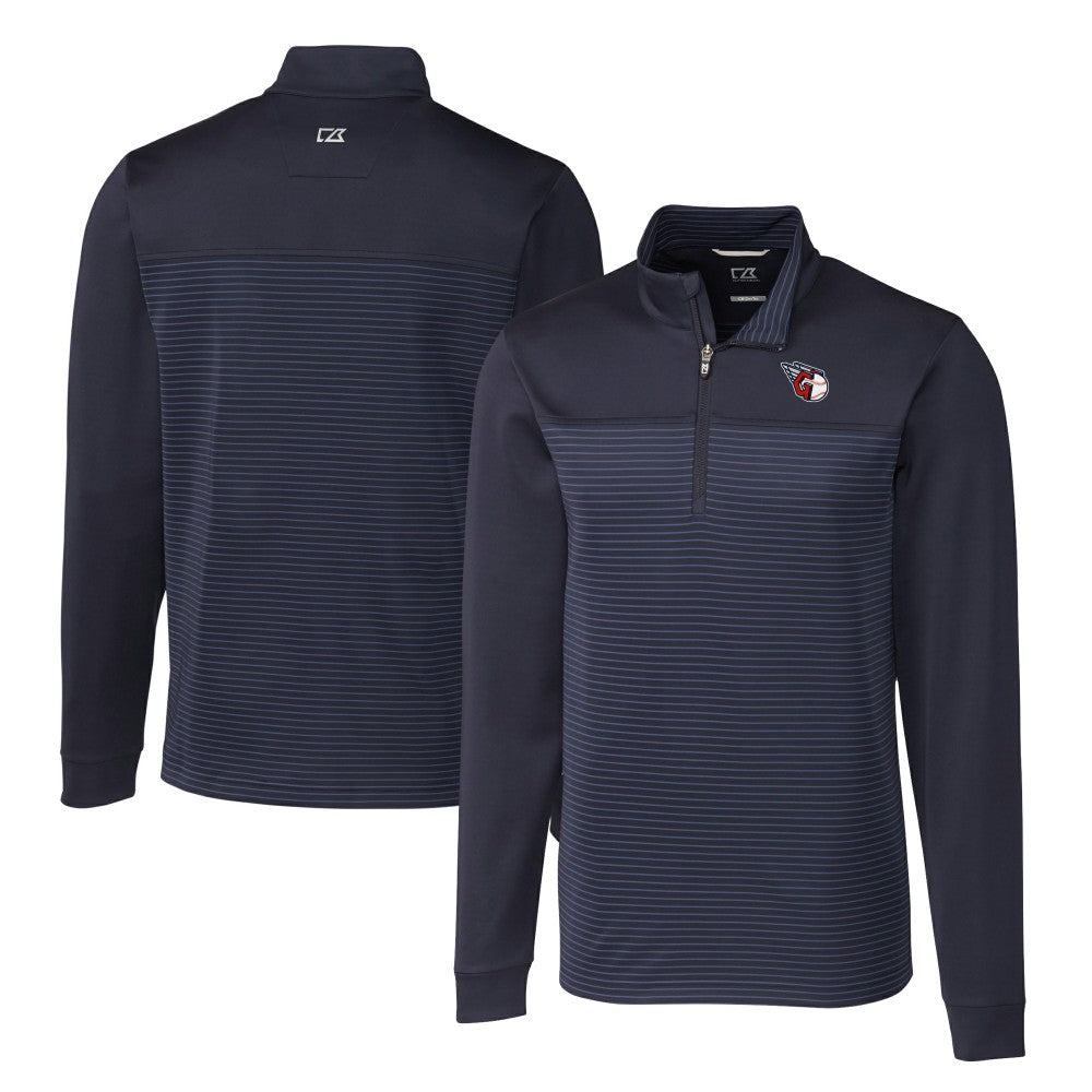 Cleveland Guardians Cutter & Buck Big & Tall Traverse Stretch Eco Stripe DryTec Quarter-Zip Top - MLB Tops