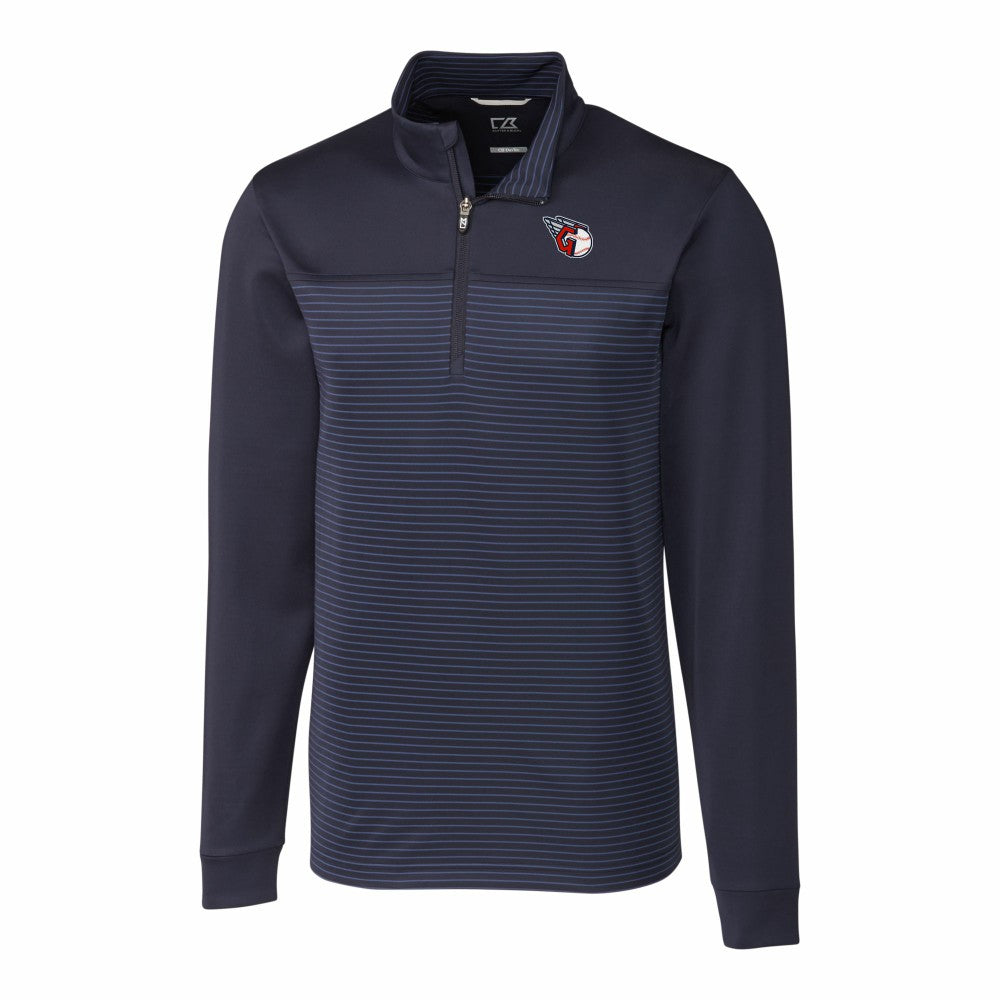 Cleveland Guardians Cutter & Buck Big & Tall Traverse Stretch Eco Stripe DryTec Quarter-Zip Top - MLB Tops