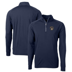 Milwaukee Brewers Cutter & Buck Big & Tall Adapt Eco Knit Stretch Recycled Raglan DryTec Quarter-Zip Top - MLB Tops