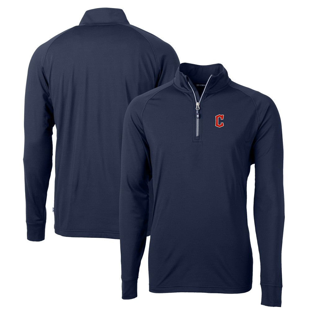 Cleveland Guardians Cutter & Buck Big & Tall Adapt Eco Knit Stretch Recycled Quarter-Zip Pullover Top - MLB Pullover