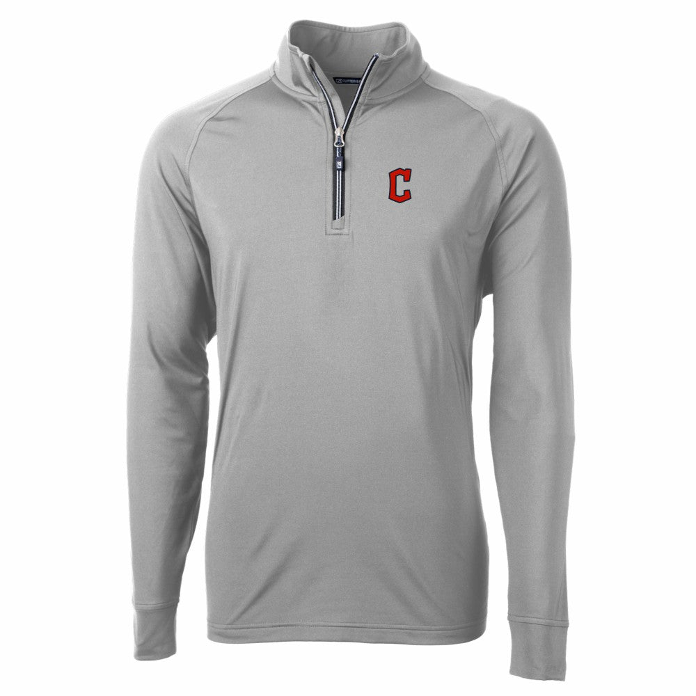 Cleveland Guardians Cutter & Buck Big & Tall Adapt Eco Knit Stretch Recycled Raglan DryTec Quarter-Zip Top - MLB Tops