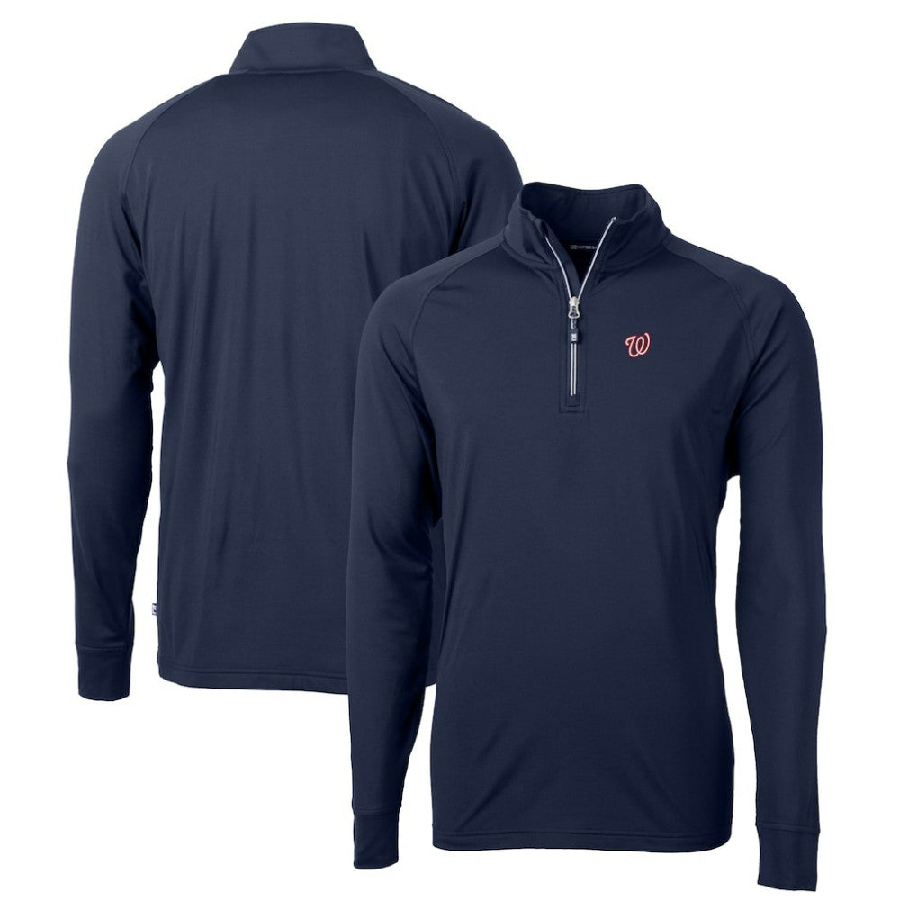 Washington Nationals Cutter & Buck Big & Tall Adapt Eco Knit Stretch Recycled Quarter-Zip Pullover Top - MLB Pullover