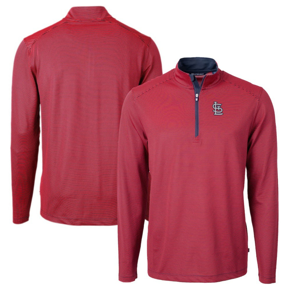 St. Louis Cardinals Cutter & Buck Big & Tall Virtue Eco Pique Micro Stripe Quarter-Zip Jacket - MLB Jackets