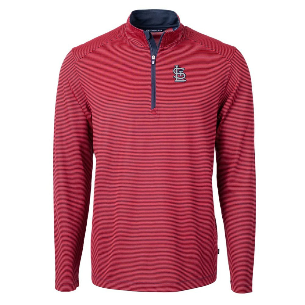 St. Louis Cardinals Cutter & Buck Big & Tall Virtue Eco Pique Micro Stripe Quarter-Zip Jacket - MLB Jackets