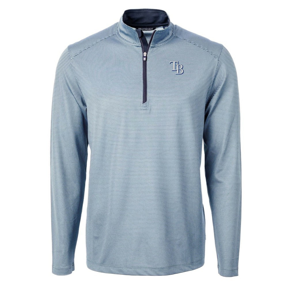 Tampa Bay Rays Cutter & Buck Virtue Eco Pique Micro Stripe Recycled Quarter-Zip Pullover Top - MLB Pullover