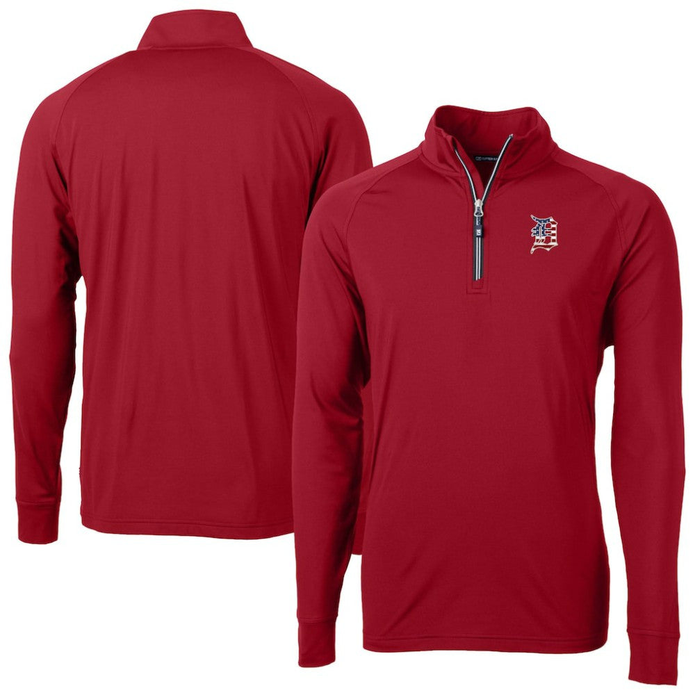 Detroit Tigers Cutter & Buck Patriotic Logo Adapt Eco Knit Stretch Recycled Quarter-Zip Pullover Top - MLB Pullover